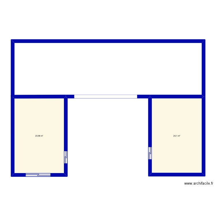 Maison . Plan de 2 pièces et 48 m2