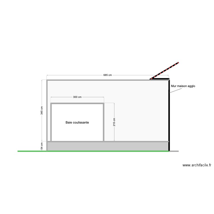 Extension structure pou ossature. Plan de 3 pièces et 26 m2