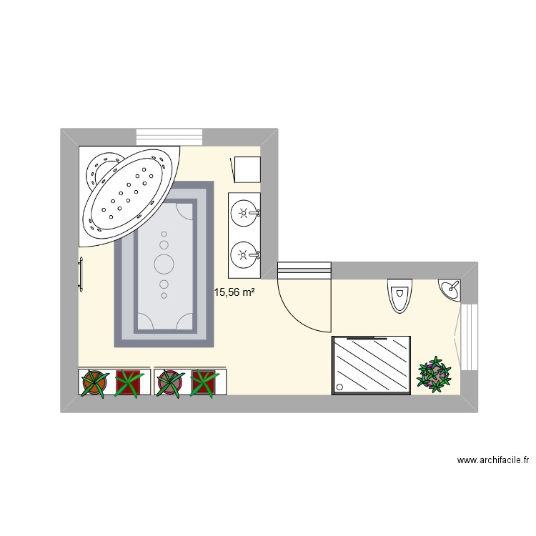 Salle de bain. Plan de 1 pièce et 16 m2