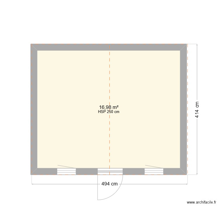 Abri de jardin. Plan de 1 pièce et 17 m2