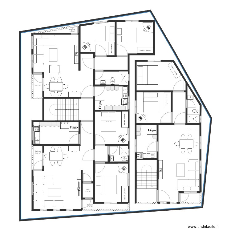 NKOMBO YOLANDE 6. Plan de 27 pièces et 500 m2