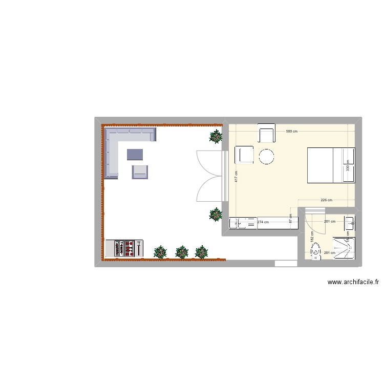2 floor Douga . Plan de 2 pièces et 23 m2