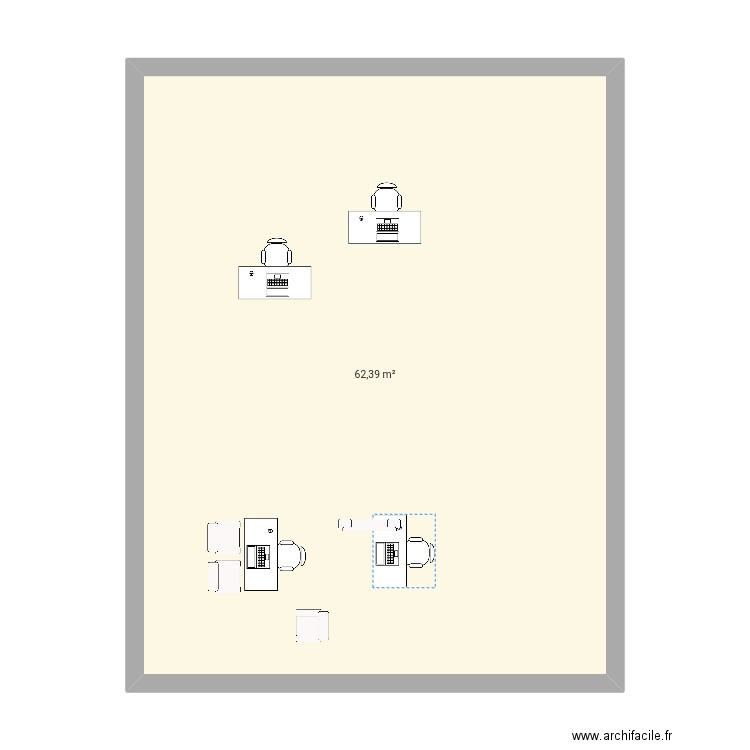 Magasin . Plan de 1 pièce et 62 m2