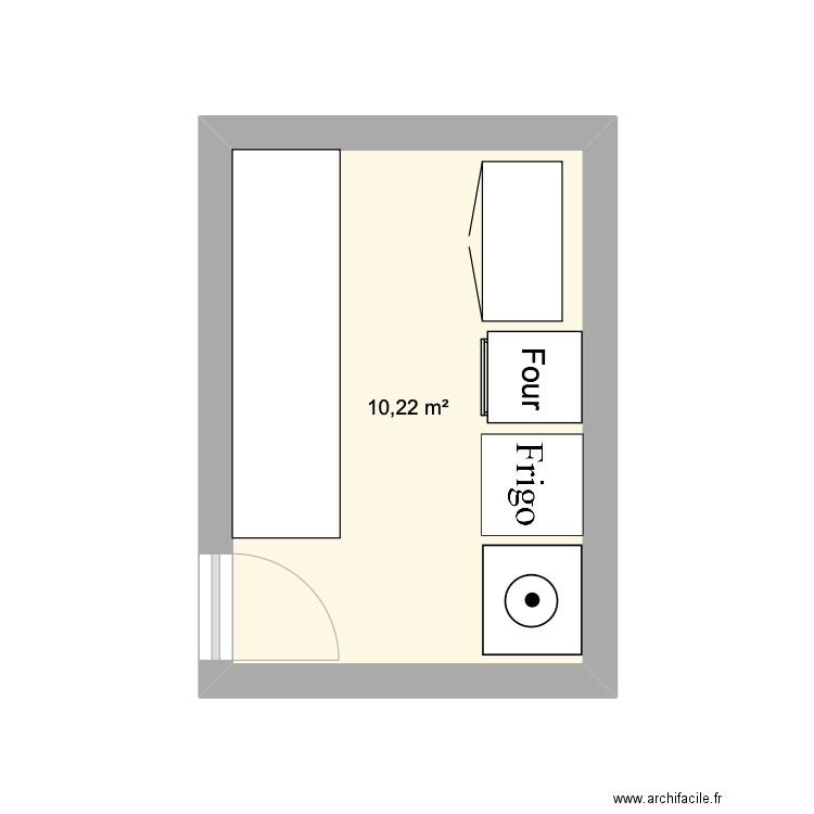 Cuisine projet. Plan de 1 pièce et 10 m2