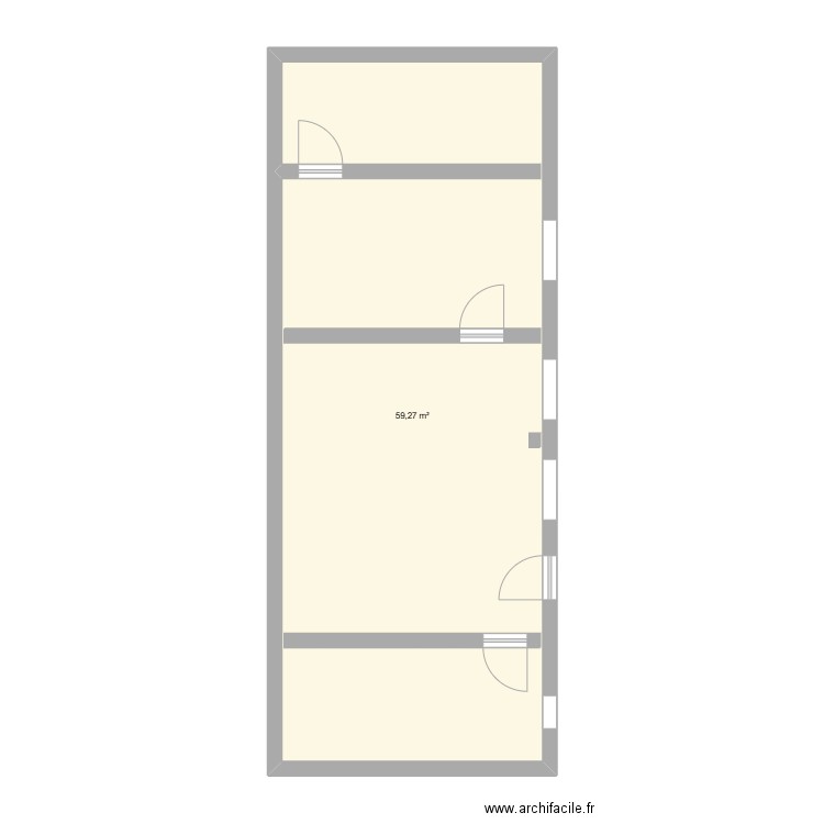 loft. Plan de 1 pièce et 59 m2