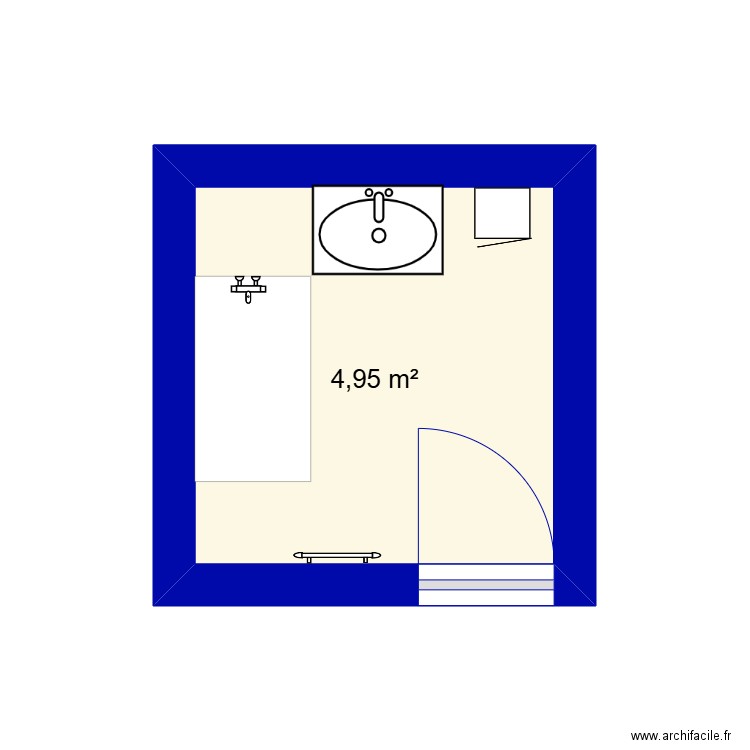 salle d'eau. Plan de 1 pièce et 5 m2