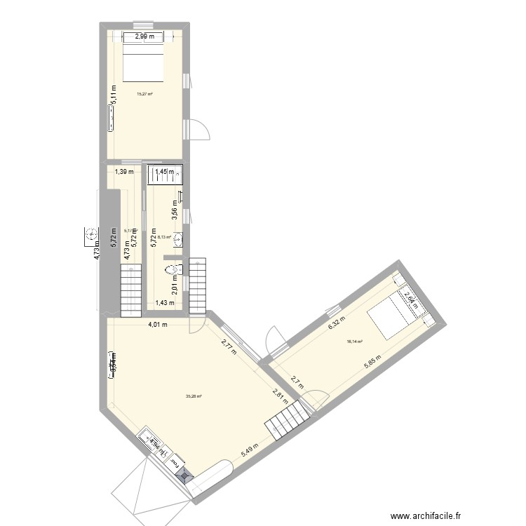 LA BOUILLADISSE 3. Plan de 5 pièces et 80 m2