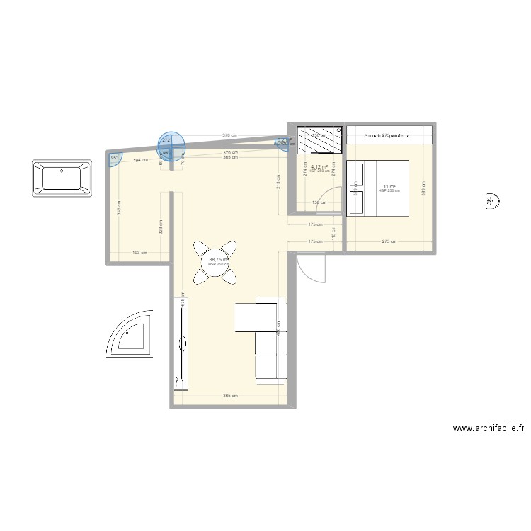 jean audiau. Plan de 4 pièces et 54 m2