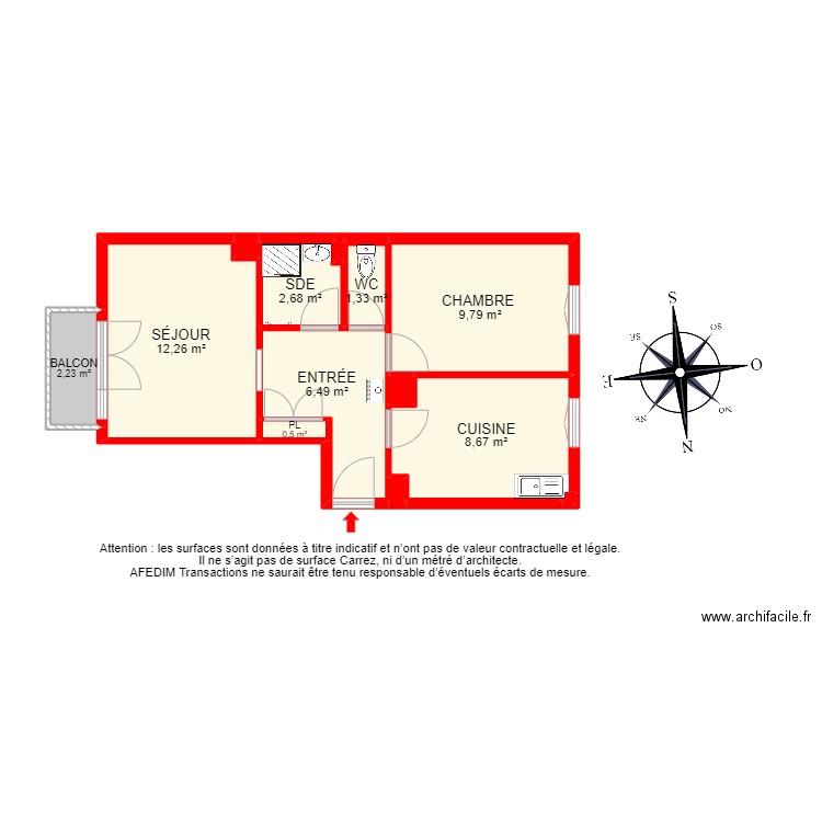 BI 21400 - . Plan de 13 pièces et 44 m2