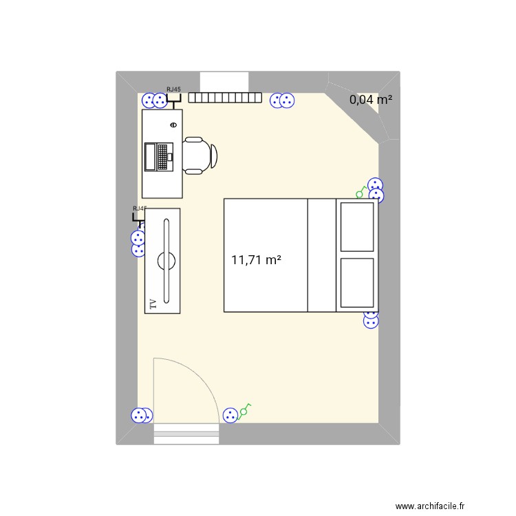 test. Plan de 2 pièces et 12 m2