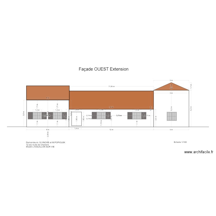 Façade OUEST. Plan de 0 pièce et 0 m2