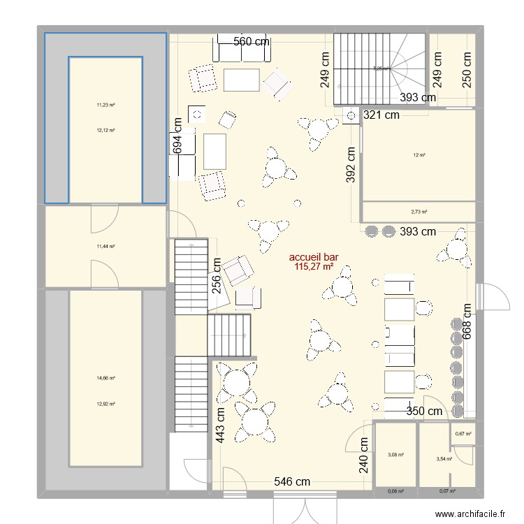 rdc levelup ok meublé. Plan de 18 pièces et 212 m2