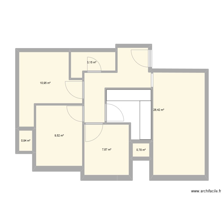 MDK. Plan de 7 pièces et 59 m2