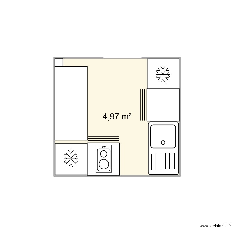 Petit. Plan de 1 pièce et 5 m2