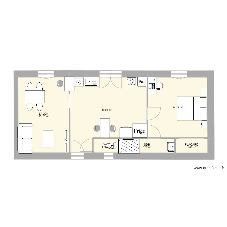 2TNE cocq nolan. Plan de 6 pièces et 55 m2