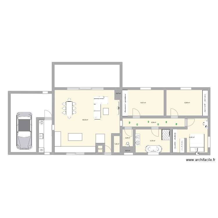 Plan 2 test. Plan de 11 pièces et 105 m2