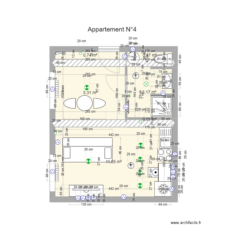 Appartement N°4. Plan de 6 pièces et 21 m2