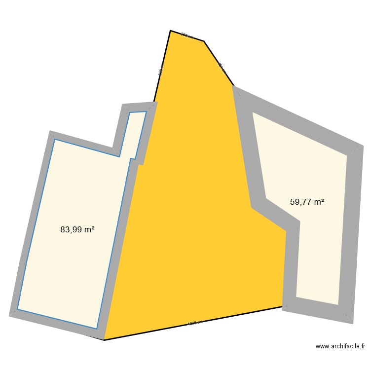 SANDRICOURT 2. Plan de 2 pièces et 144 m2