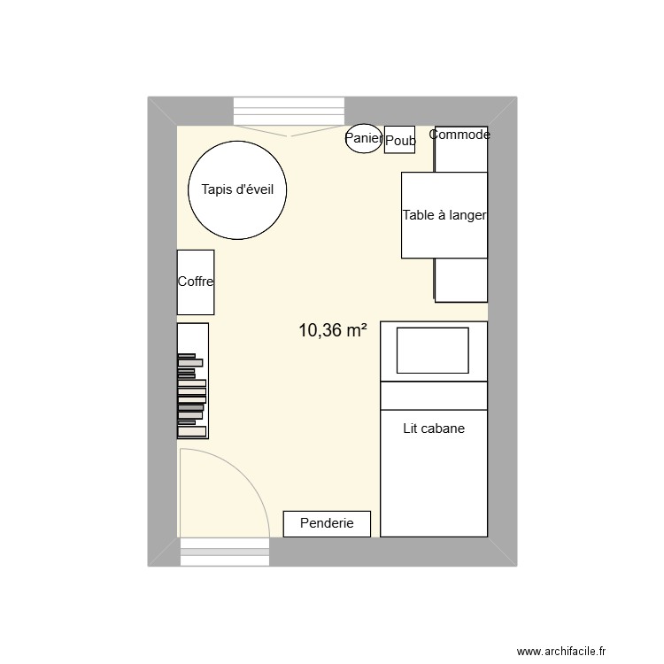 Chambre Liam. Plan de 1 pièce et 10 m2