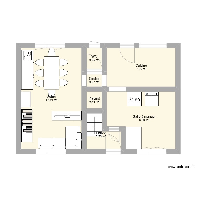 home sweet home. Plan de 7 pièces et 40 m2