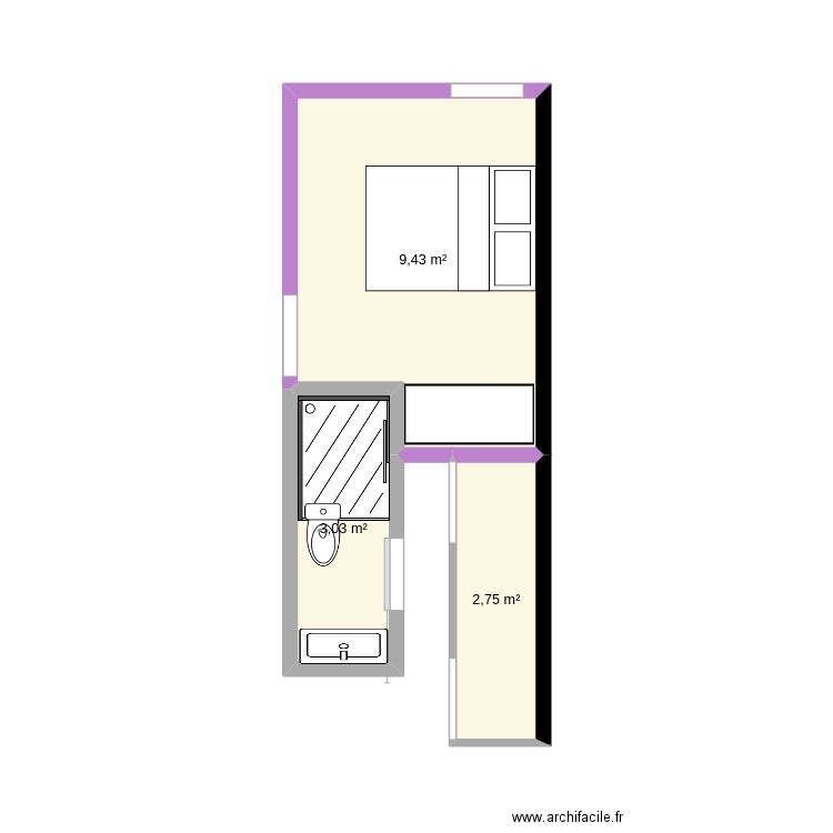 sigean interieur. Plan de 3 pièces et 15 m2