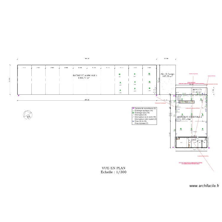 BATIMENT. Plan de 1 pièce et 9 m2