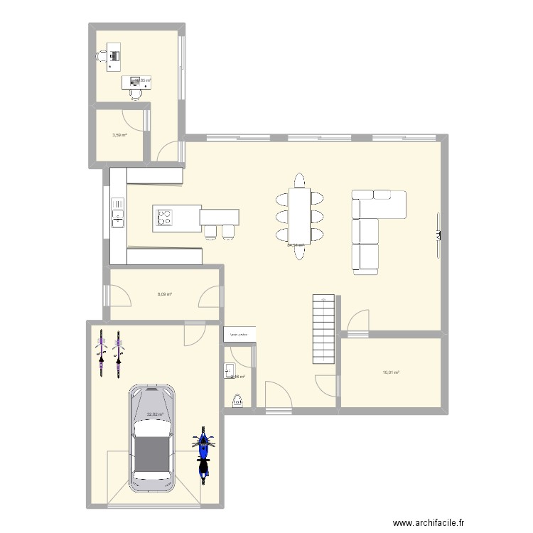 Messe. Plan de 7 pièces et 152 m2