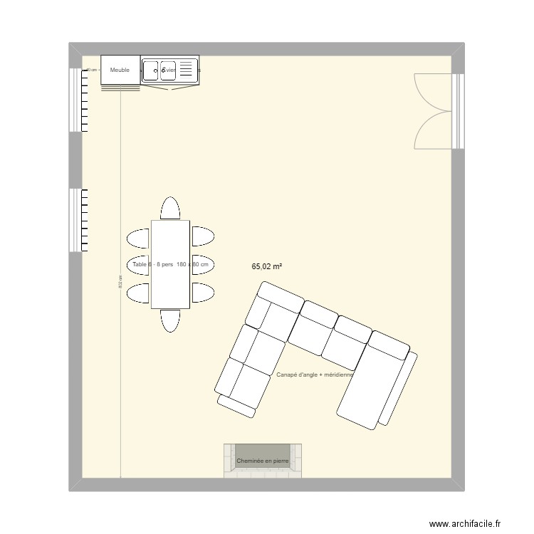 saint andré. Plan de 1 pièce et 65 m2