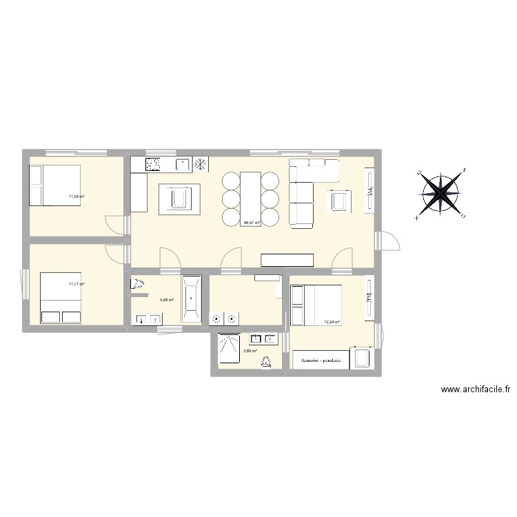 SuperMaison POISSONAIS. Plan de 6 pièces et 92 m2