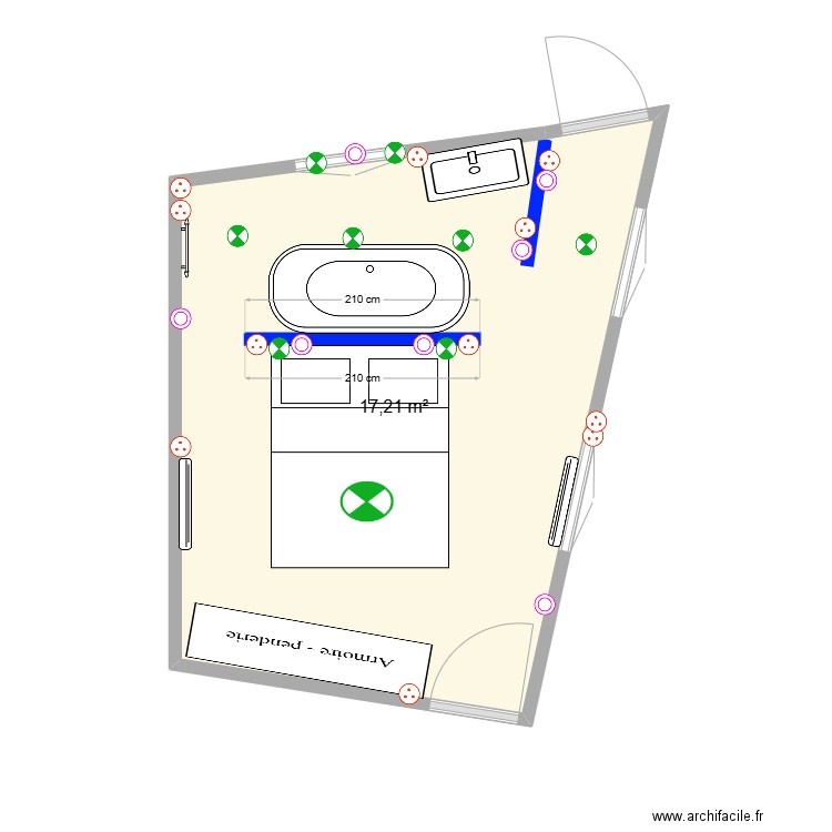 agrandissement v2. Plan de 1 pièce et 17 m2