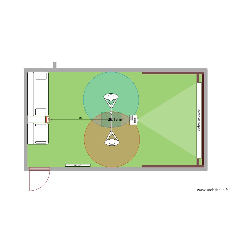 GOLF1. Plan de 1 pièce et 26 m2