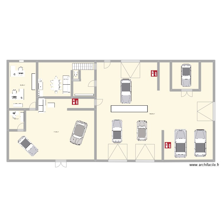 plan de garage. Plan de 6 pièces et 305 m2