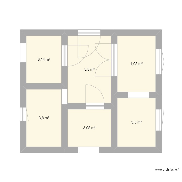 samba1. Plan de 6 pièces et 23 m2