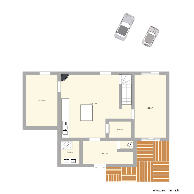 Maison le poiré sur vie. Plan de 6 pièces et 66 m2