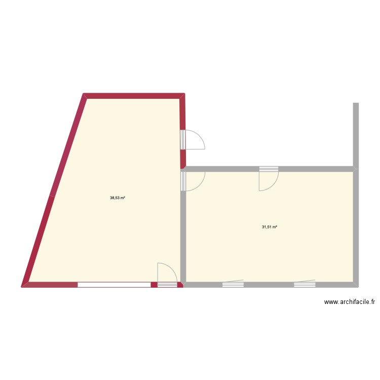 plan maison après. Plan de 2 pièces et 70 m2