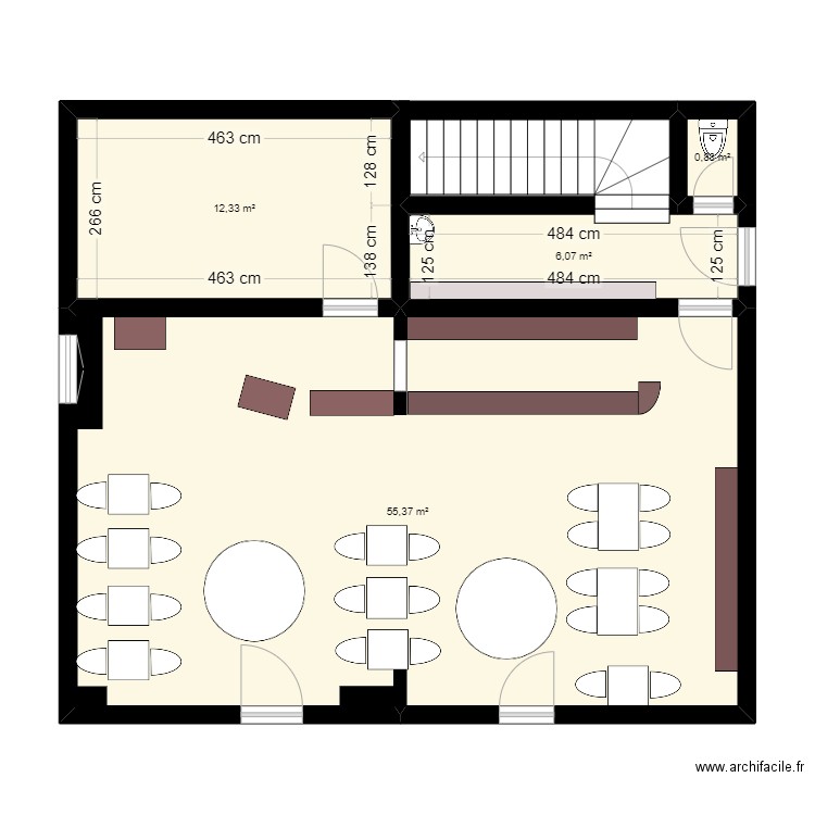 le sulky. Plan de 4 pièces et 75 m2