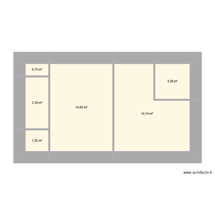 gite du Marais  RDC. Plan de 6 pièces et 37 m2