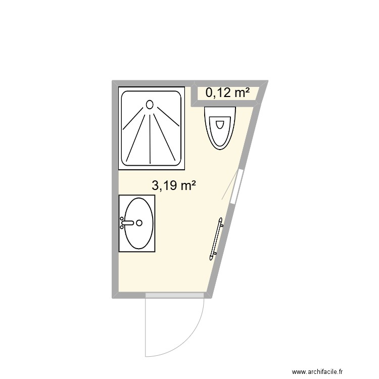 plan. Plan de 2 pièces et 3 m2