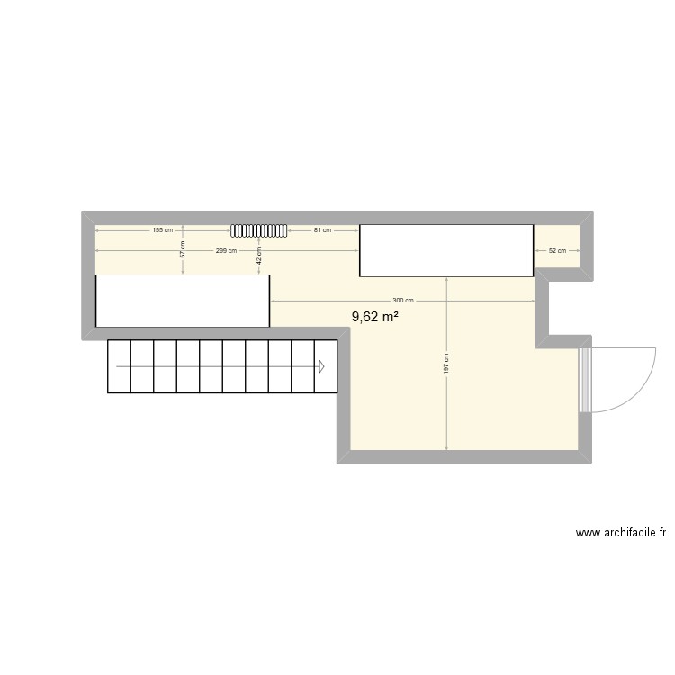 Mezzanine. Plan de 1 pièce et 10 m2