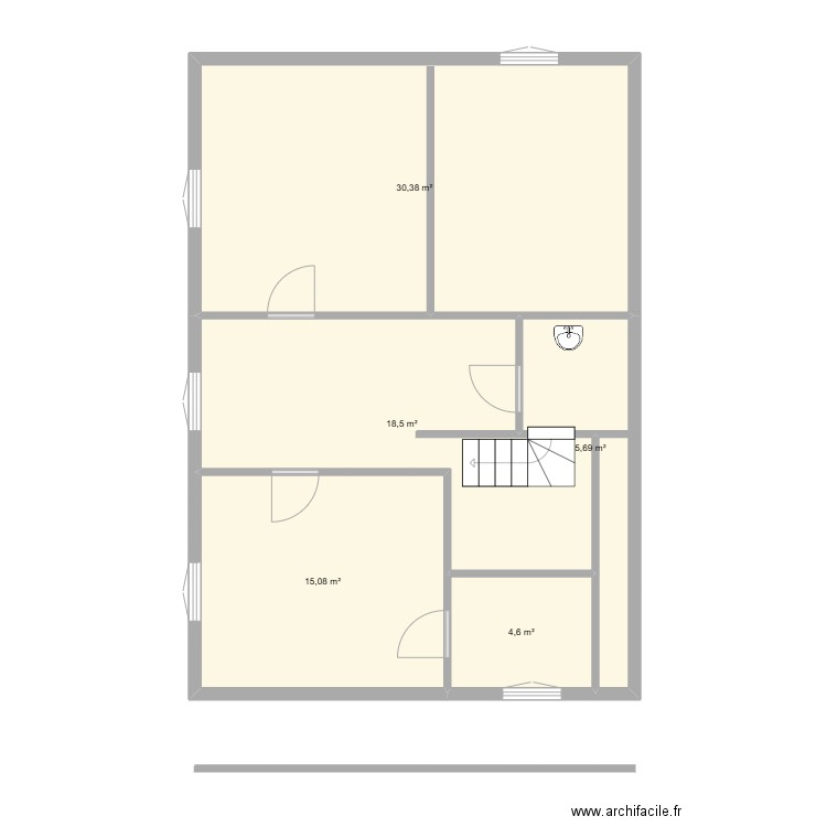 étage claron 1. Plan de 5 pièces et 74 m2