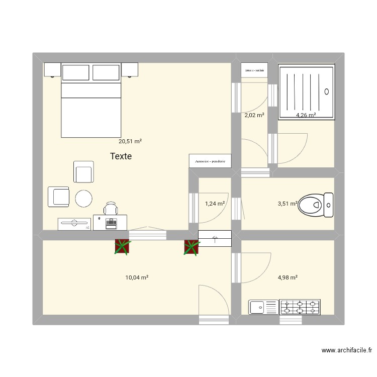 studio Américain CI. Plan de 0 pièce et 0 m2