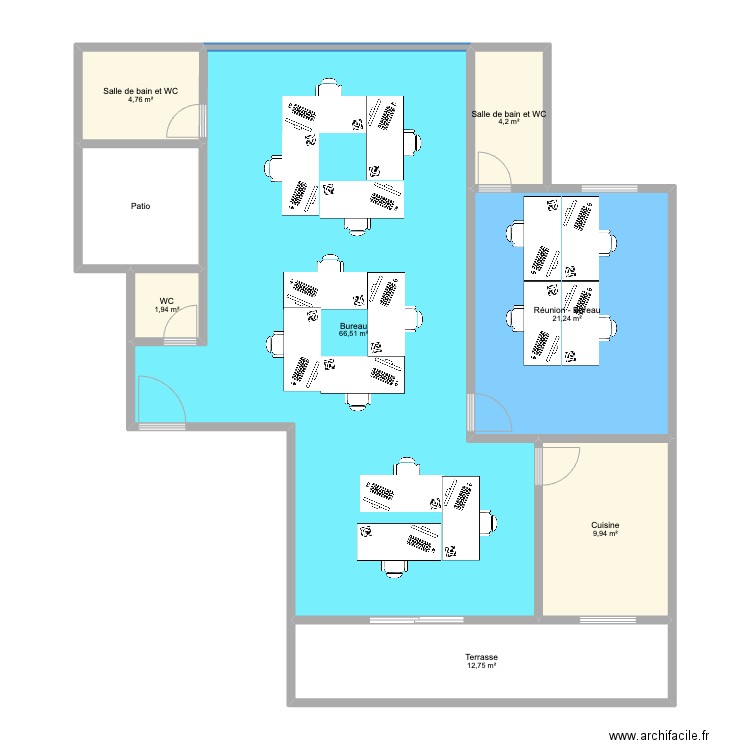 DAKAR V02. Plan de 8 pièces et 128 m2