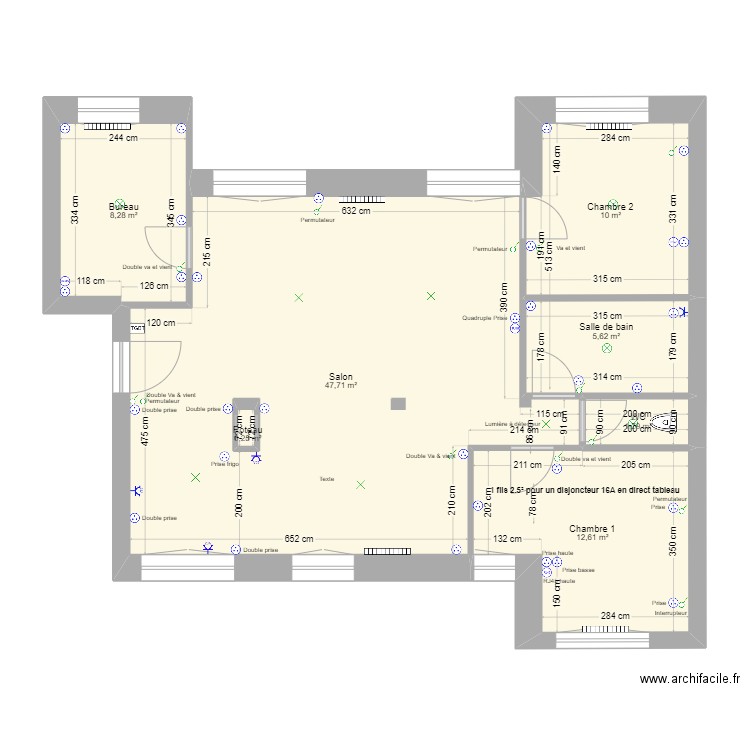 Plan Elec . Plan de 7 pièces et 87 m2