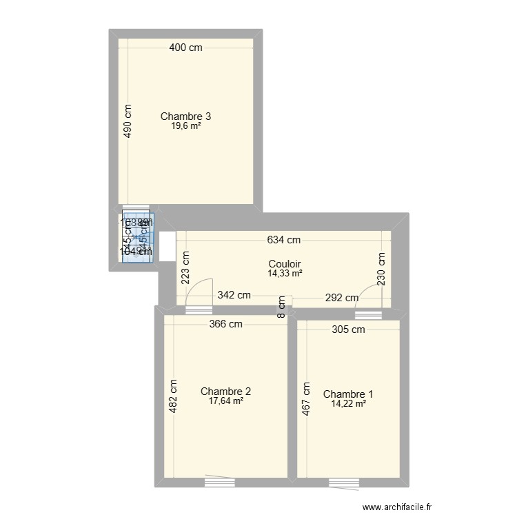 étage. Plan de 5 pièces et 67 m2