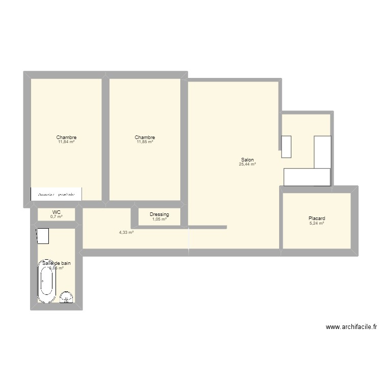 Appartement. Plan de 8 pièces et 64 m2