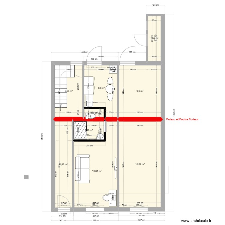 immeuble1 RDC V2 2 studios. Plan de 11 pièces et 64 m2