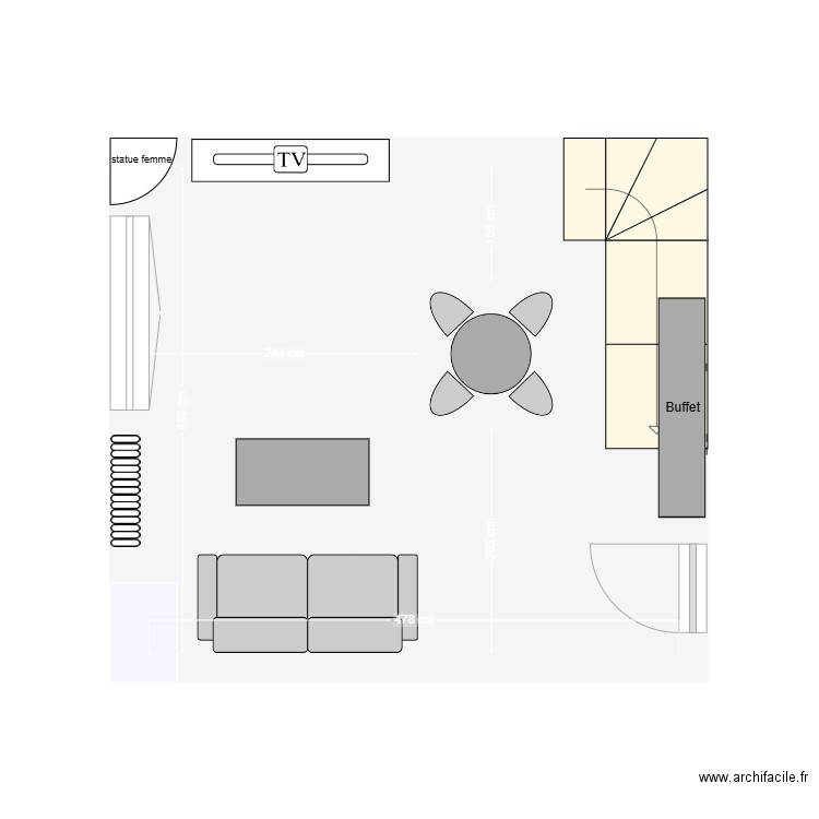 ct1 salle. Plan de 1 pièce et 21 m2