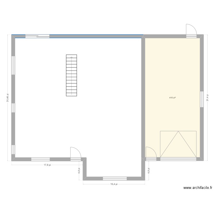 Maison. Plan de 1 pièce et 38 m2