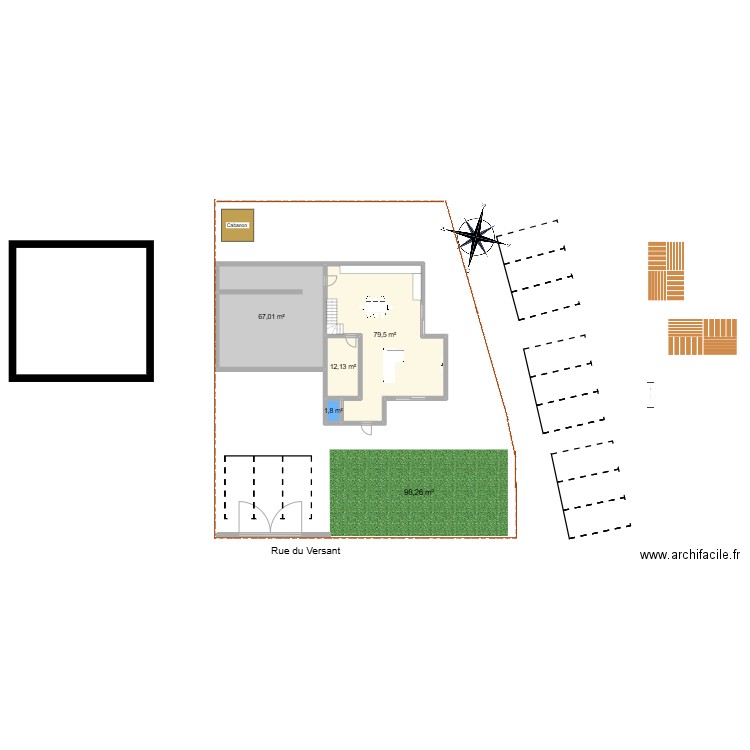 MI 180m². Plan de 12 pièces et 244 m2