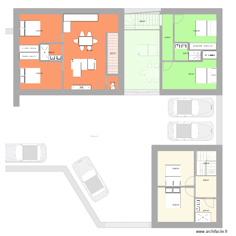 PLAN IMMEUBLE MANZIAT. Plan de 25 pièces et 442 m2